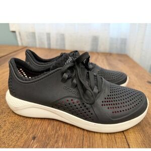Crocs Literide Pacer Athletic Shoes Women Black Lace Up Sneakers Size 6 205234